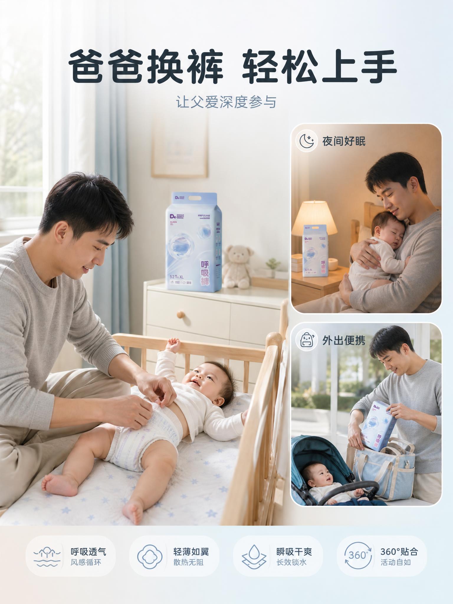 [主图-4] 爸爸的选择·呼吸裤 真实使用场景图。唯一任务：展… - 图片创意预览
