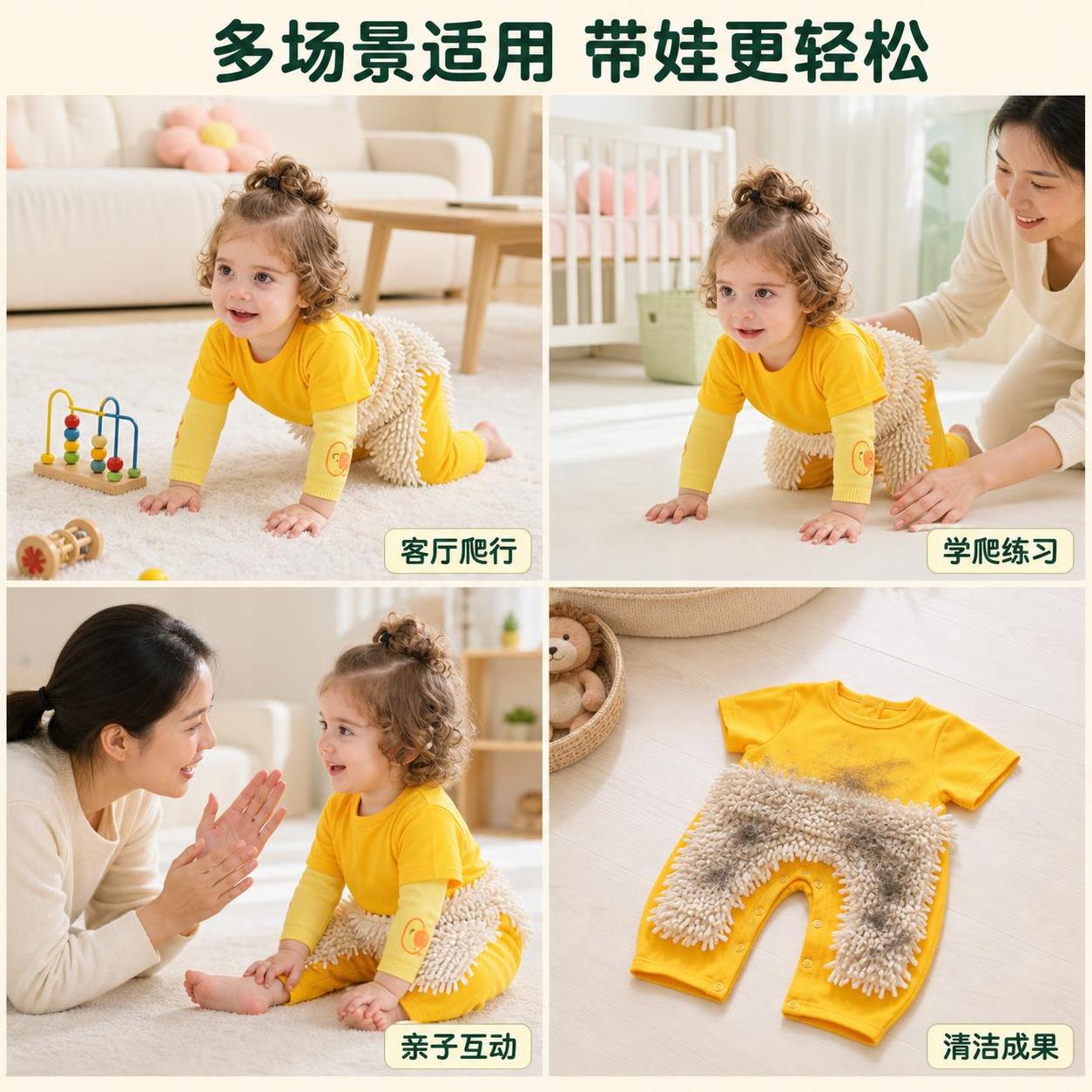[主图-4] 宝宝爬行服多场景宫格展示。 [氛围风格] 柔和亲… - 图片创意预览
