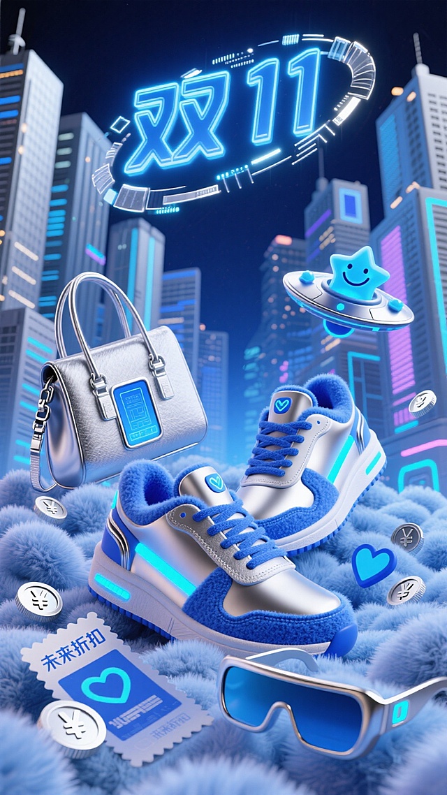 双 11 炫酷科幻购物海报
