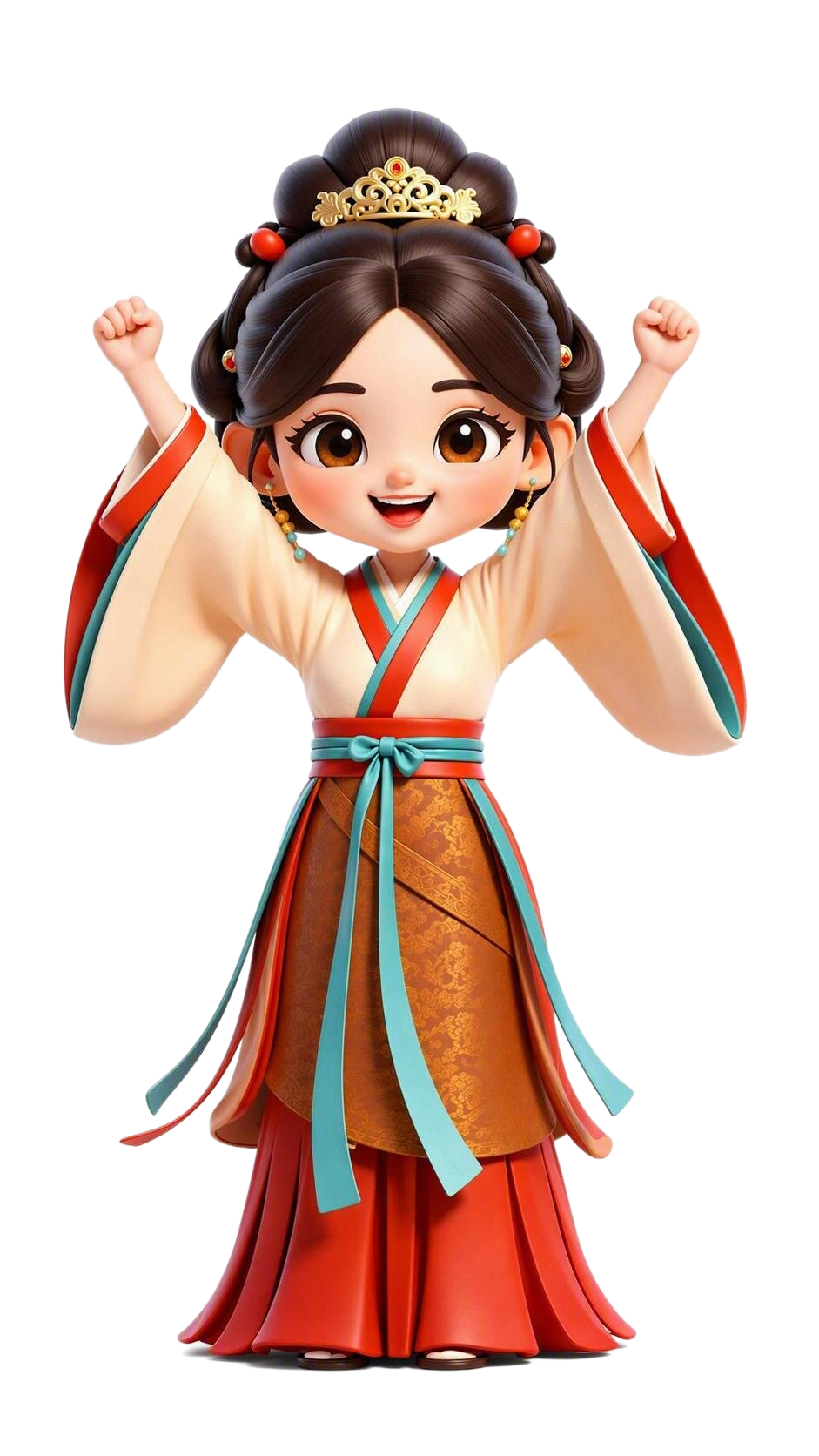 参考图中Q版古风卡通3D人物风格，保持人物发型发饰、汉服款式、… - 图片创意预览