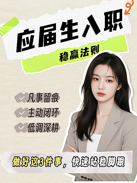 应届生入职干货分享真人大字风小红书封面