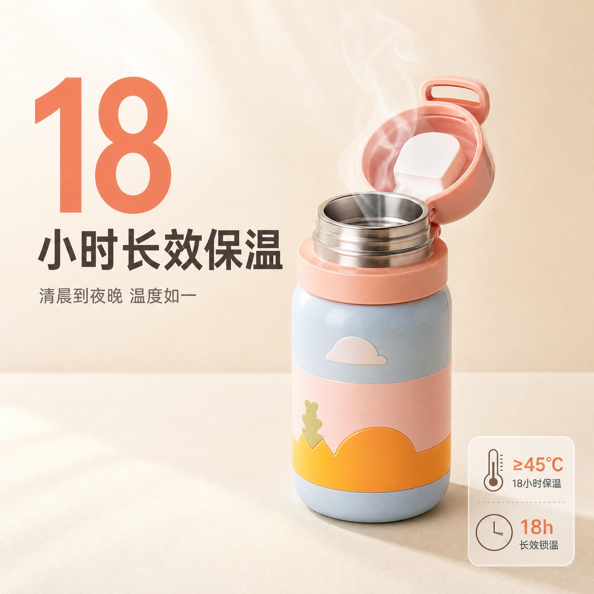 [主图2] 小巧便携保温杯 核心效果图，唯一任务是用数据与热气… - 图片创意预览