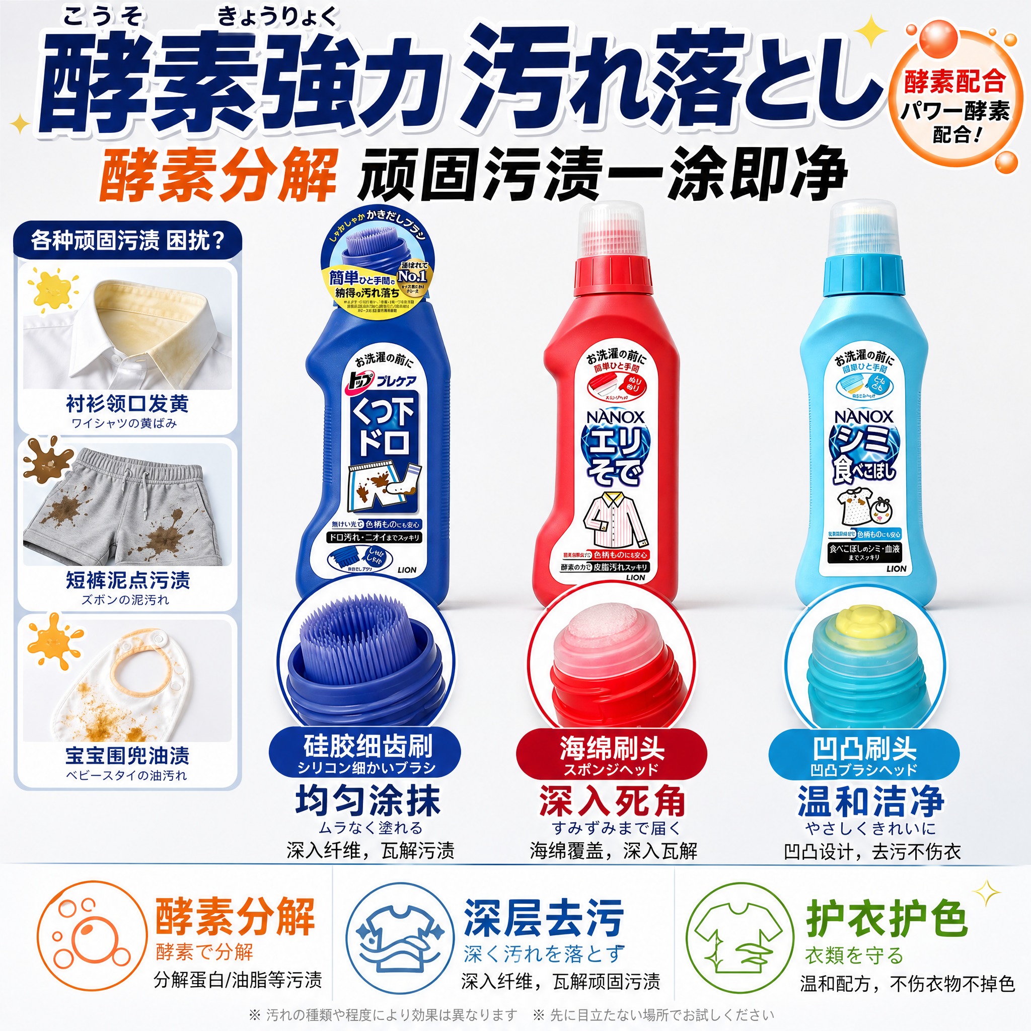 [主图-2] 核心功效卖点图 酵素分解去污 三大刷头设计对比展… - 图片创意预览