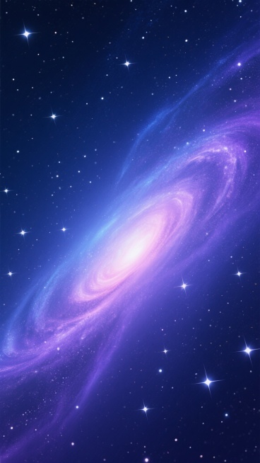 深邃的宇宙星空背景，以深邃的靛蓝色和神秘的紫色为基调，点缀着无数闪烁的白色星星，中央是一条明亮而壮丽的银河，呈现出由紫色、蓝色到淡粉色的渐变光芒，星云的纹理细腻而富有层次感，整体画面宁静而浩瀚，充满梦幻般的宇宙氛围，高清晰度，细节丰富，色彩饱和度高，光影对比柔和。预览效果