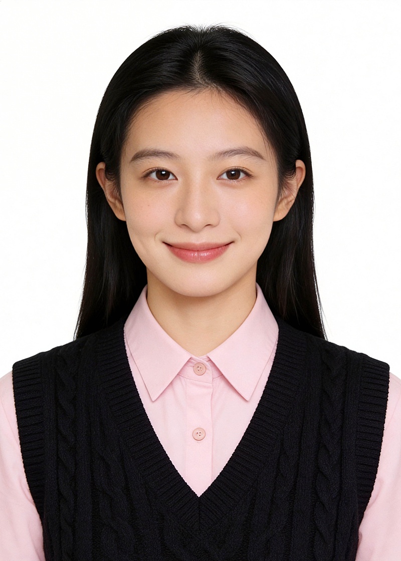 粉色衬衫学生感女性证件照