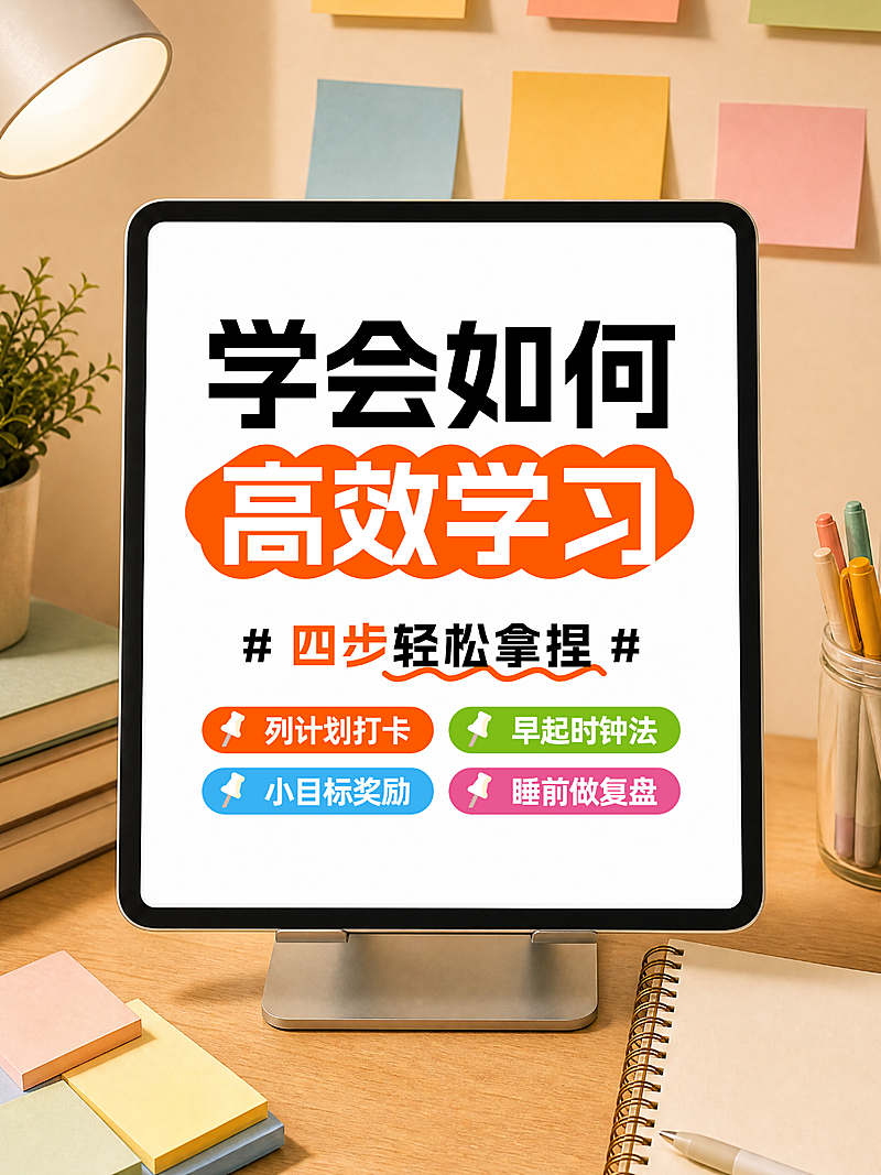 学习经验分享指南平板大字风小红书封面