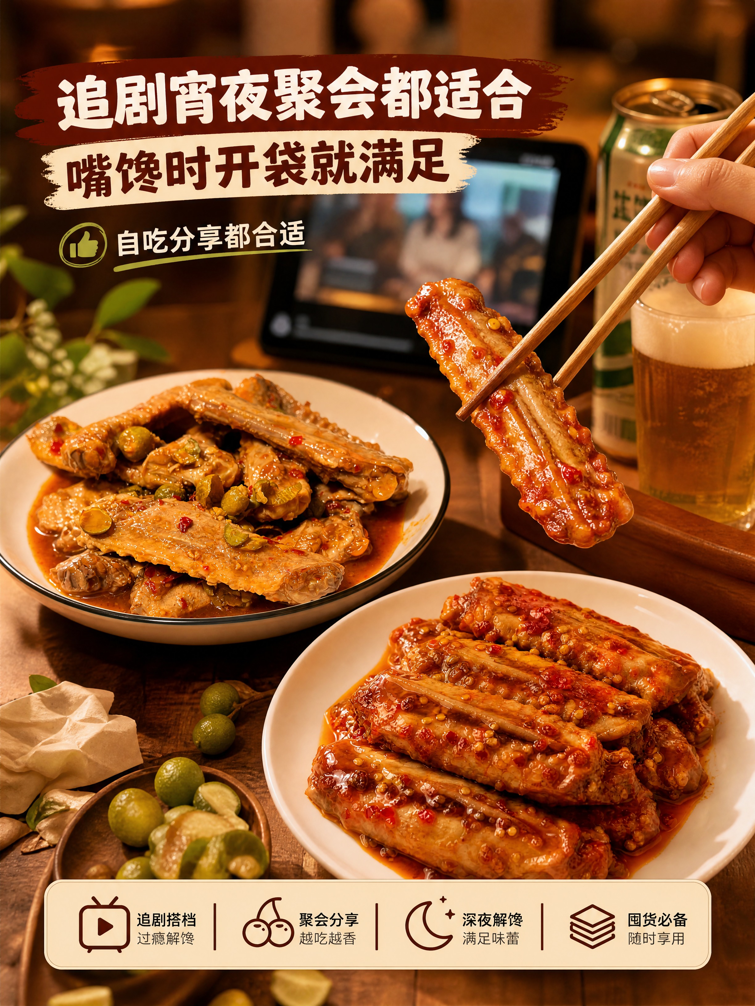 [商品] 使用【图1】山黄皮鸭中翅、【图2】蒜香鸭中翅做场景食… - 图片创意预览