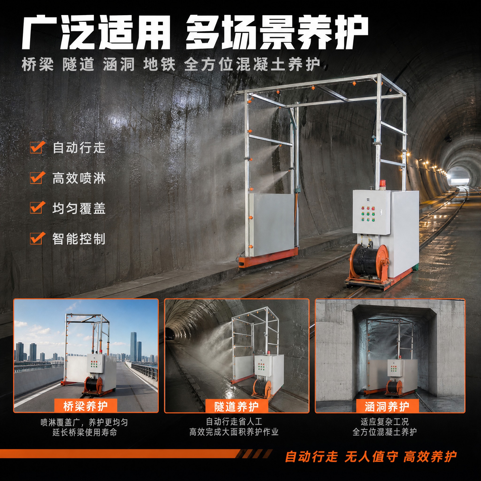 [主图-4] 喷淋养护台车 应用场景图，展示桥梁隧道养护施工场… - 图片创意预览