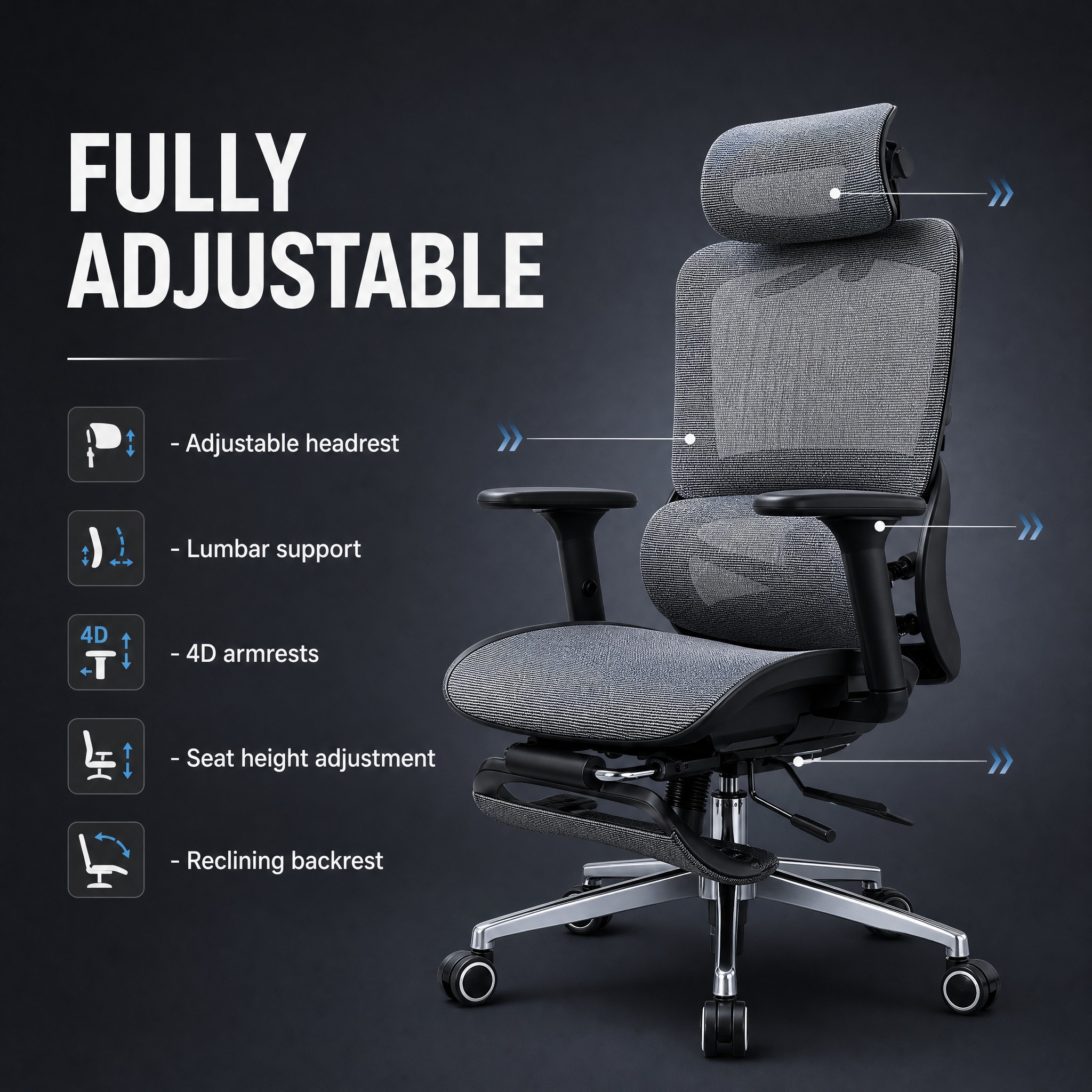 Office chair adjustable feature… - 图片创意预览