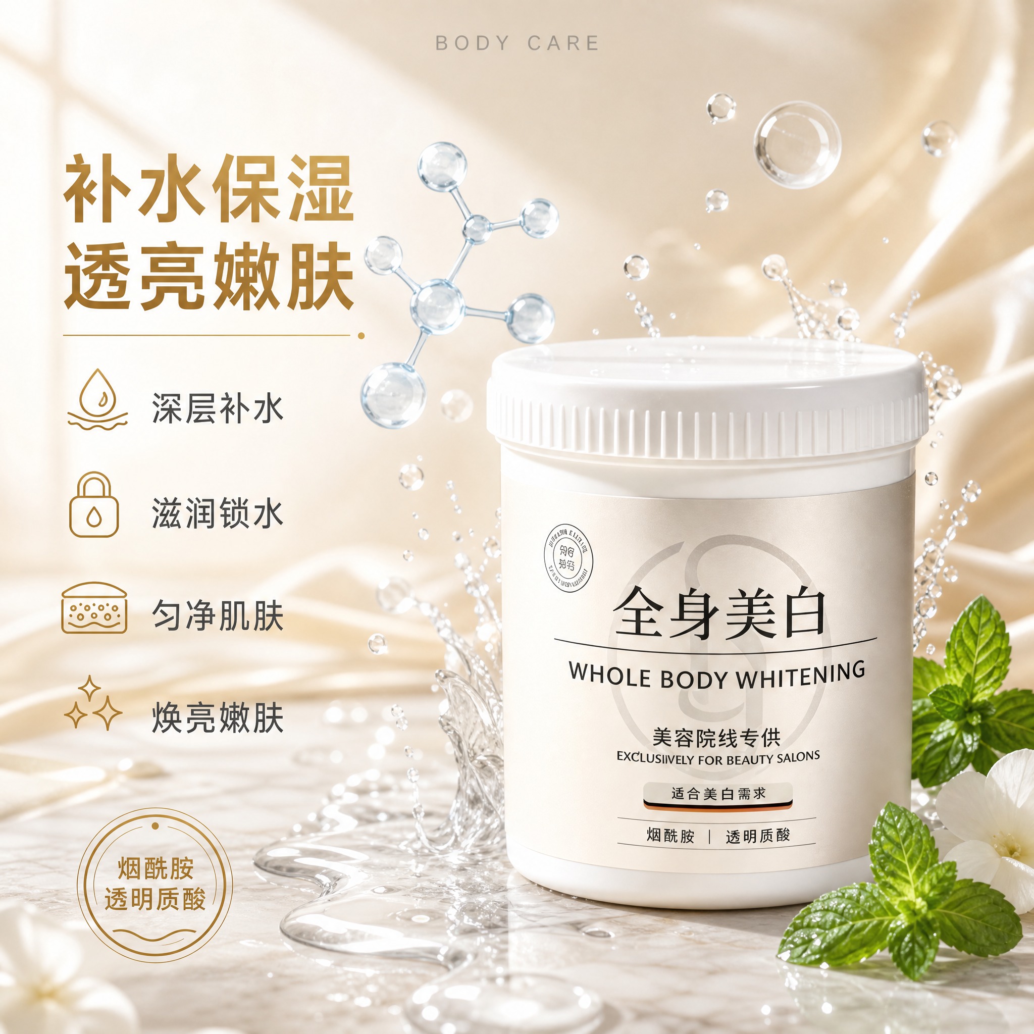 [单张主图] 烟酰胺透明质酸身体乳，高级氛围感+信息丰富路线，… - 图片创意预览