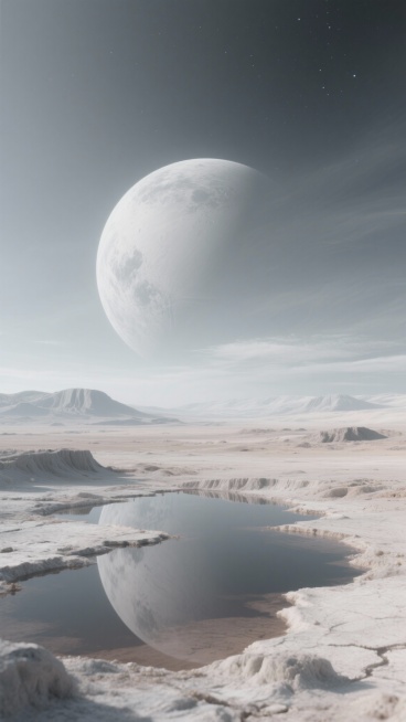 生成15张星球科幻高清图的生成。呈现不同色彩搭配、地貌特征的外星星球场景，包含巨型星球、山地水域、星空等元素。预览效果