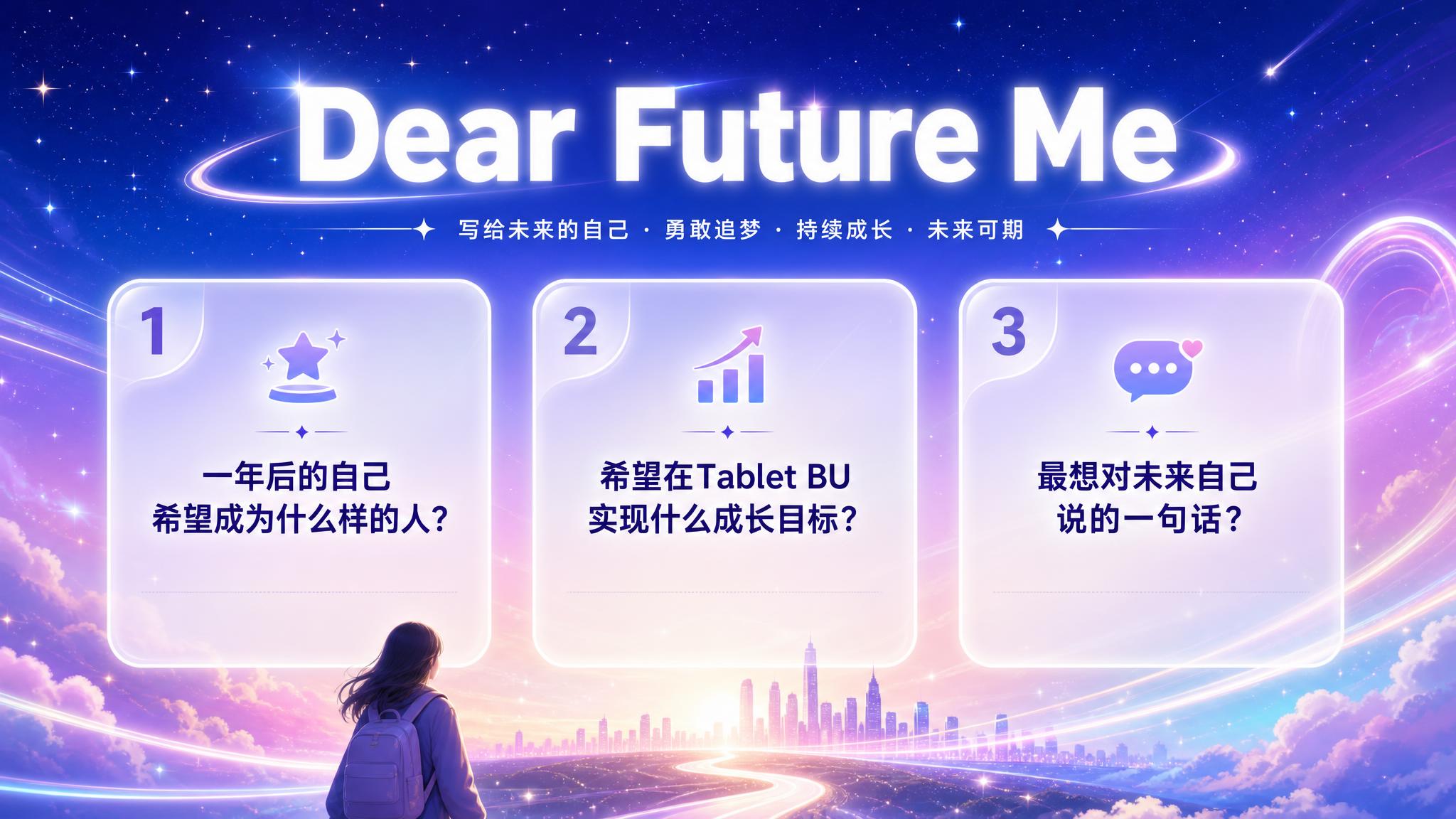 青春活力风格的PPT页面，给未来的我环节。横版16:9构图，梦… - 图片创意预览