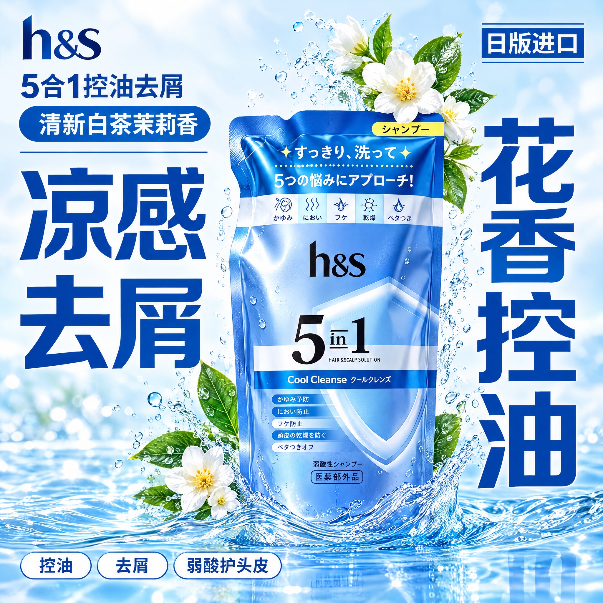 参考第二张图的排版布局，将第一张图中的h&s洗发水替换为产品主… - 图片创意预览