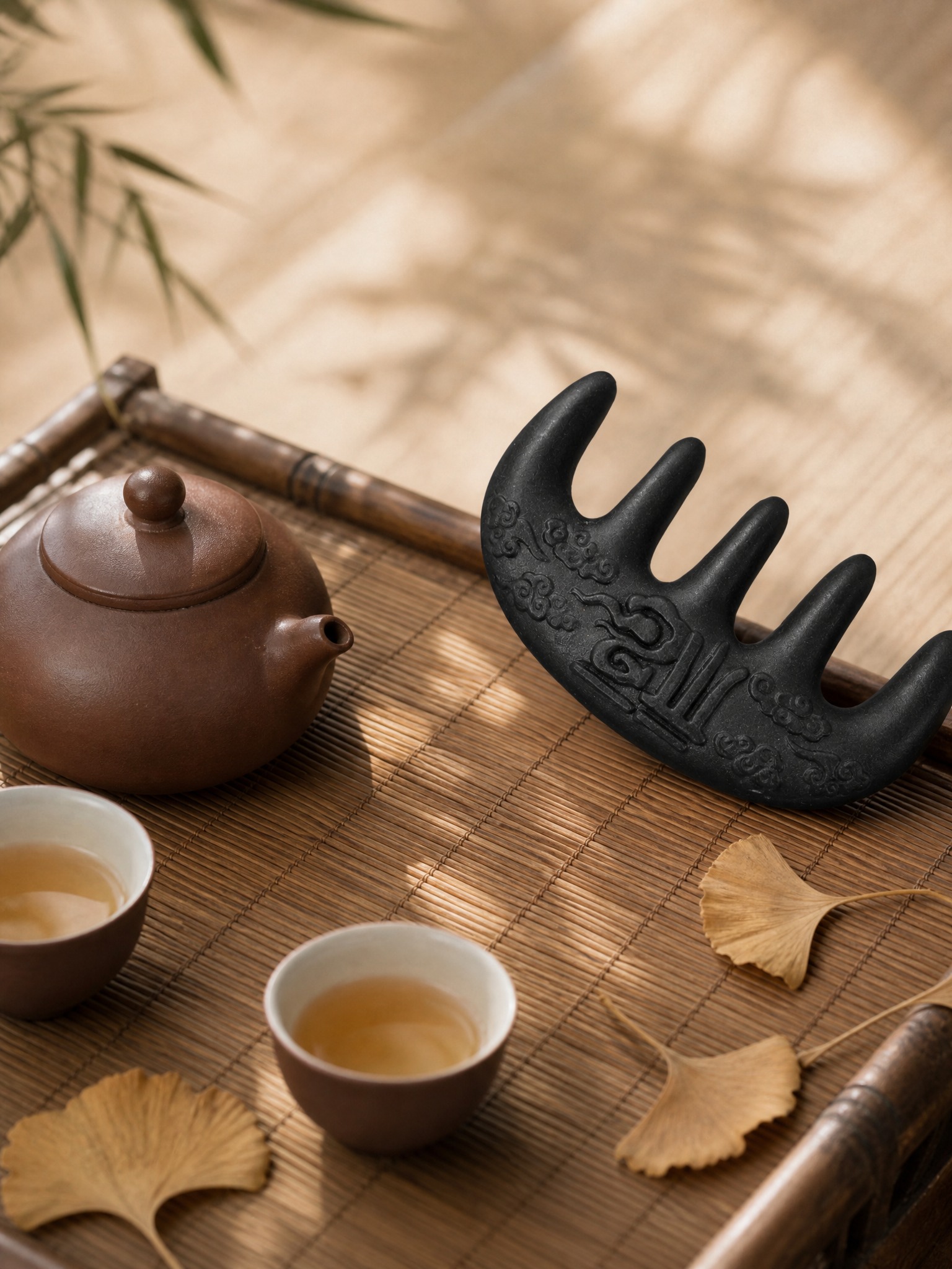 [主图-5] 合香梳子茶席场景图，中式禅意生活方式展示。 [统… - 图片创意预览
