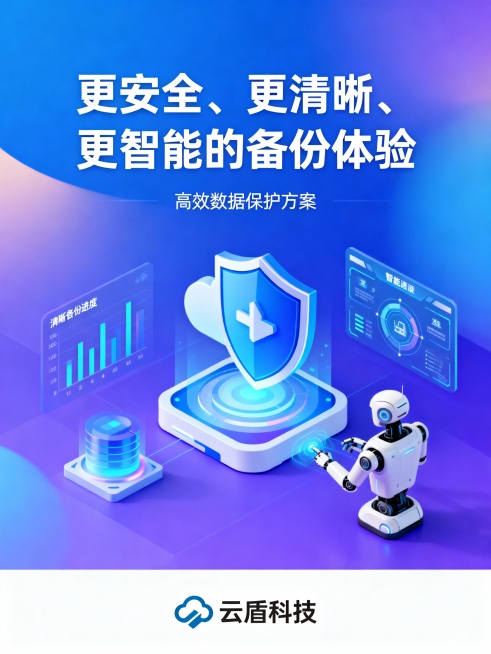 以更安全、更清晰、更智能的备份体验为主题，文生图一张海报预览效果