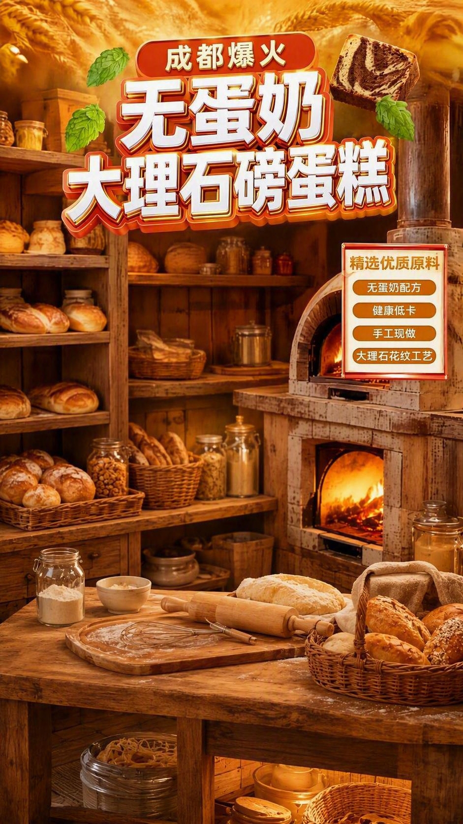 保留画面上方的所有文字标题、卖点框和装饰元素（"成都爆火 无蛋… - 图片创意预览