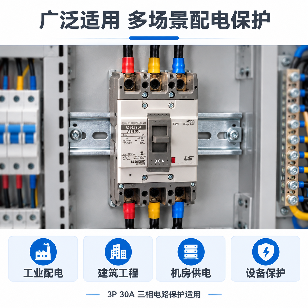 [主图-4] 适用场景与安装示意图，展示断路器在配电柜中的实际… - 图片创意预览