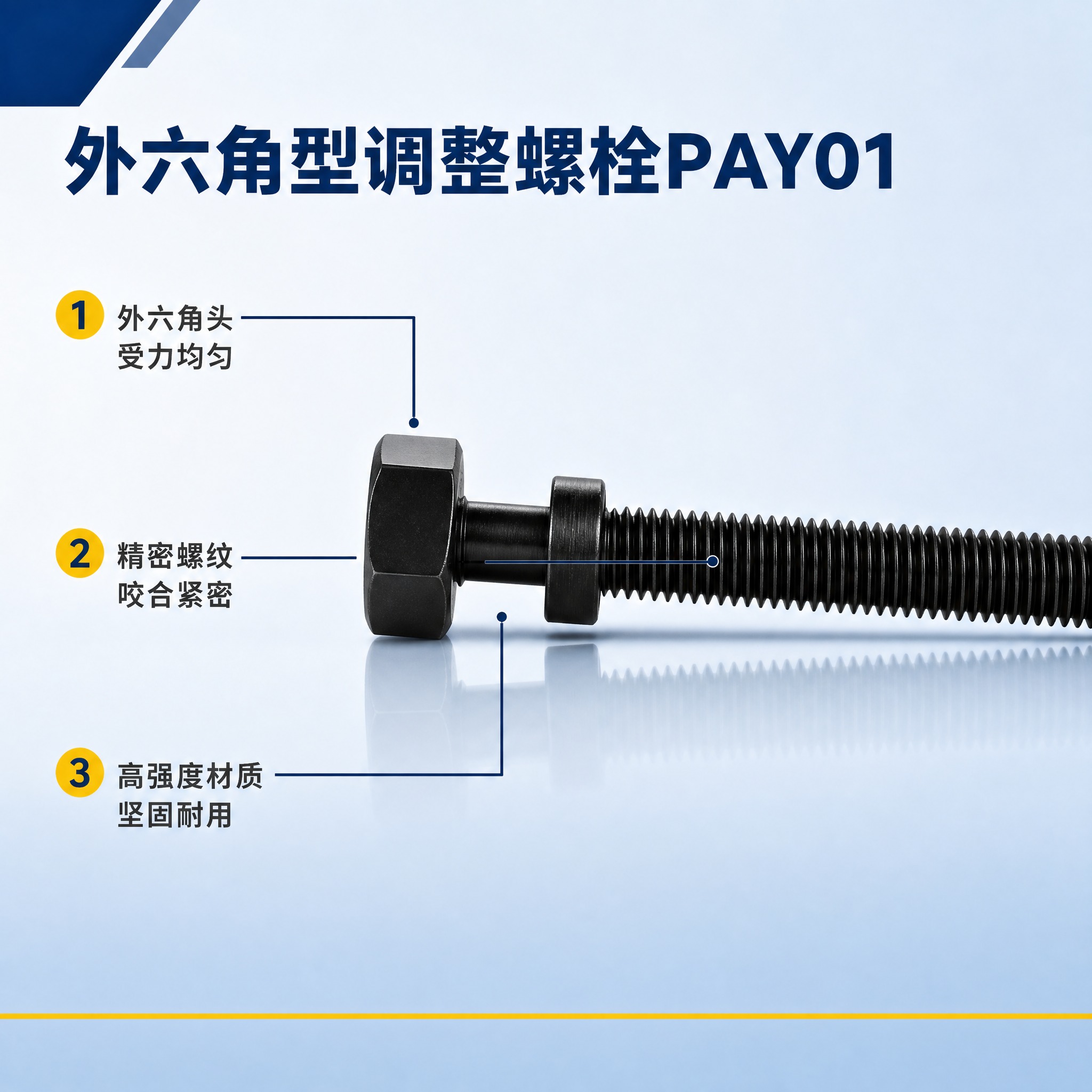 [主图-2] 外六角型调整螺栓PAY01产品结构亮点图，展示螺… - 图片创意预览