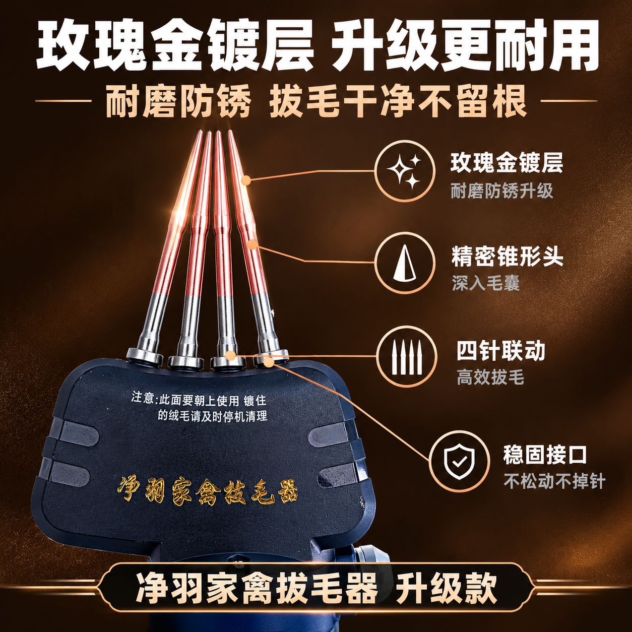 [主图-2] 核心亮点功能证明，主题：玫瑰金镀层针头 耐磨升级… - 图片创意预览