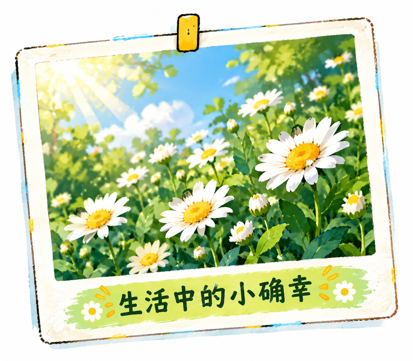 从这张黑板报中提取并单独生成第十张照片风格插画：生活中的小确幸… - 图片创意预览