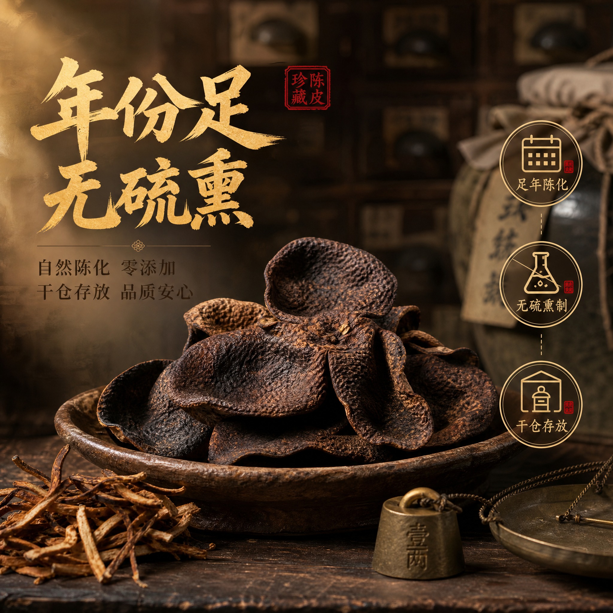 [主图-3] 品质信任图，主题为年份足 无硫熏，核心任务是展示… - 图片创意预览