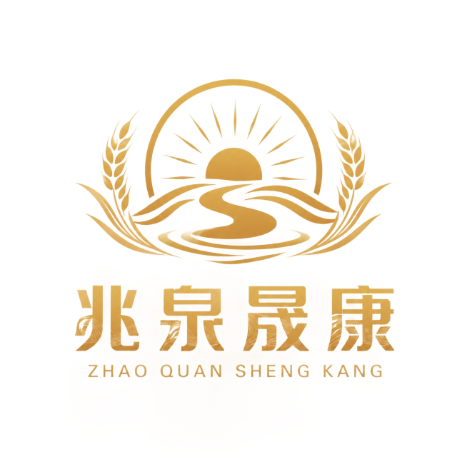 在现有logo基础上，自然融入柔和的麦穗元素，保持整体扁平化简约高级风格，米白色纯色背景不变，暖金色主色调不变，保留原有的溪流、初升太阳和水波纹设计，保留品牌文字"兆泉晟康"和"ZHAO QUAN S预览效果