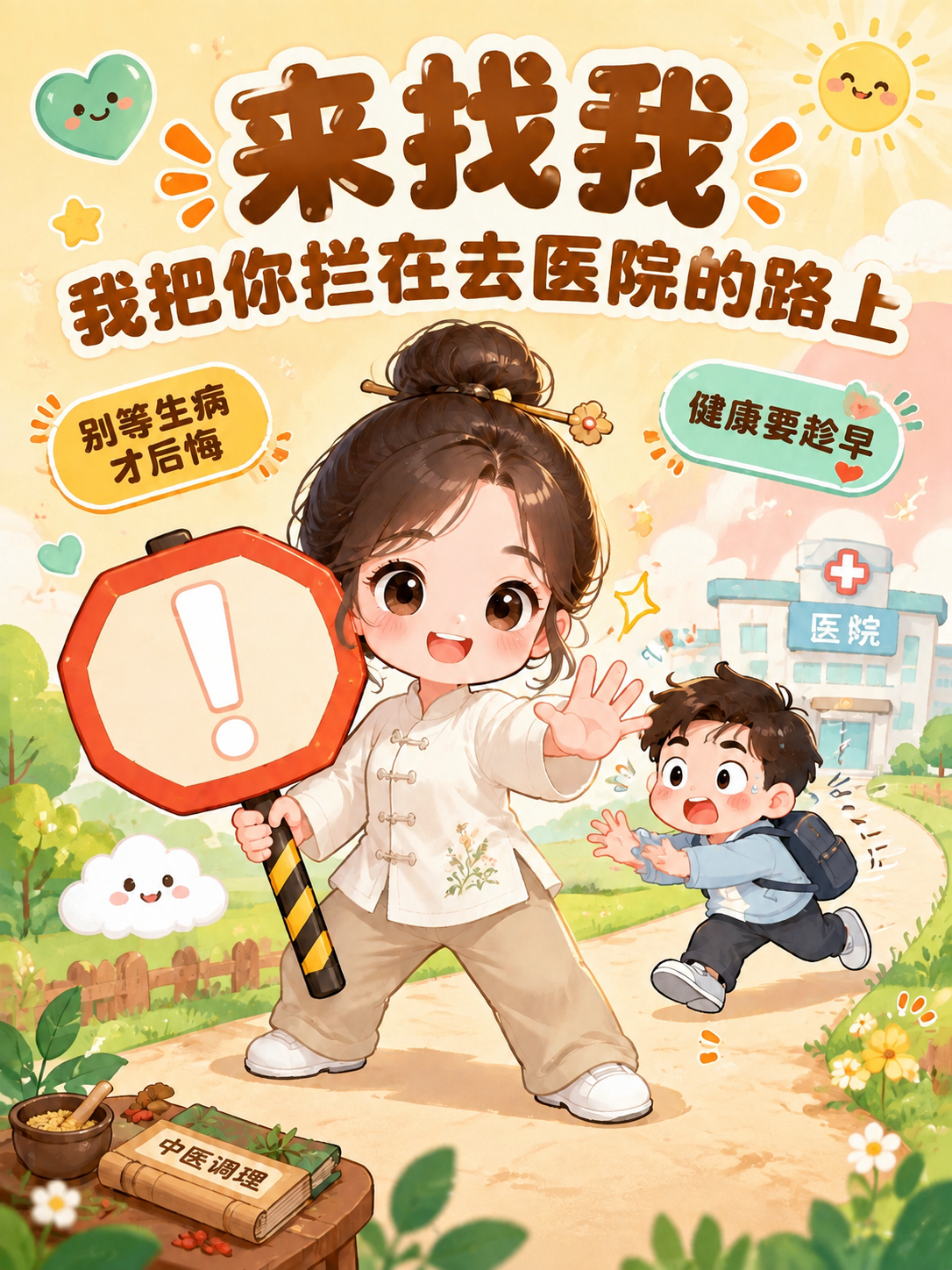 基于参考图修改：1. 删除画面右下角的绿色二维码占位框（"二维… - 图片创意预览