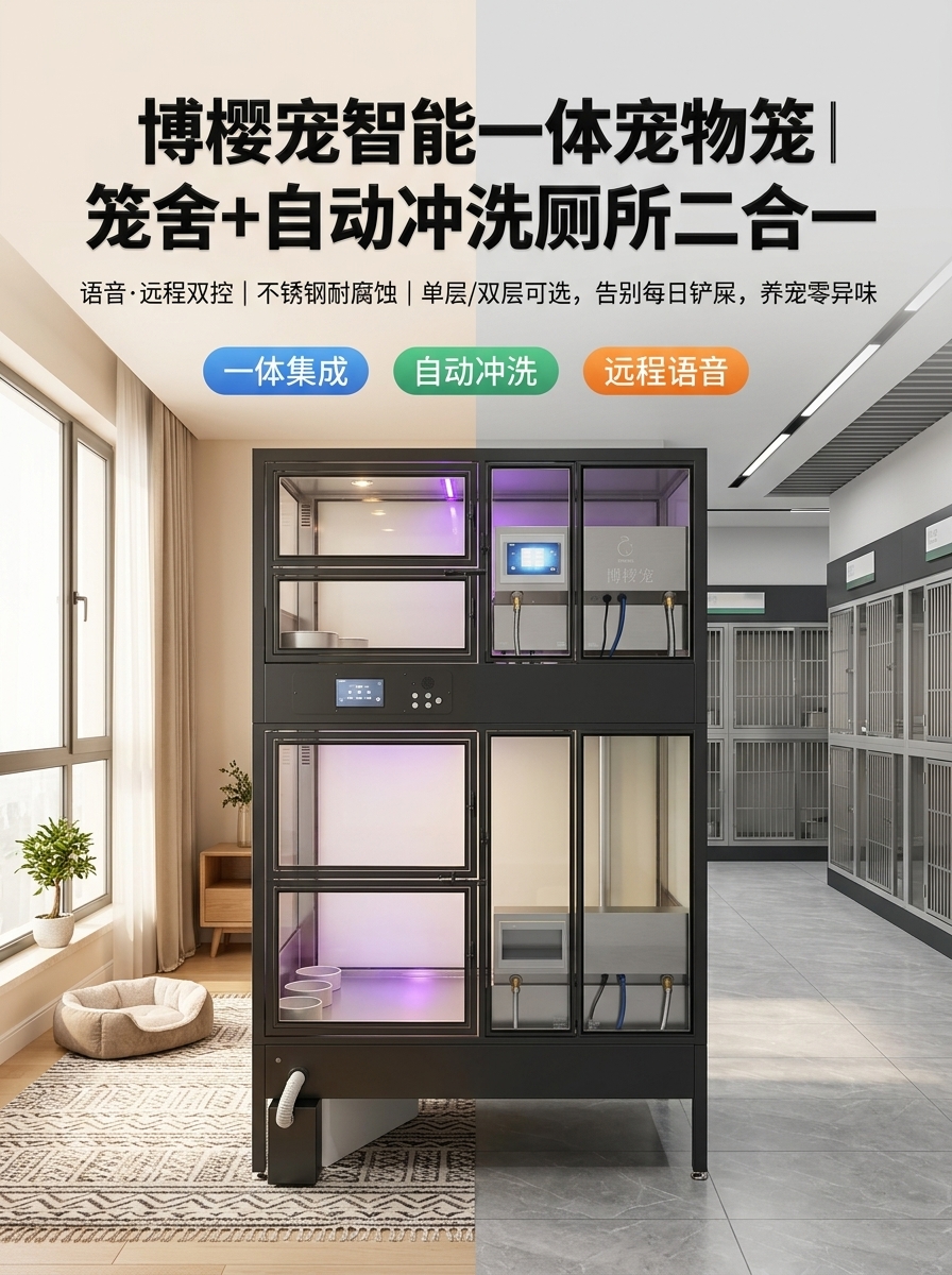 电商详情页首屏海报，3:4 竖版。以参考图中的黑色不锈钢双层智… - 图片创意预览