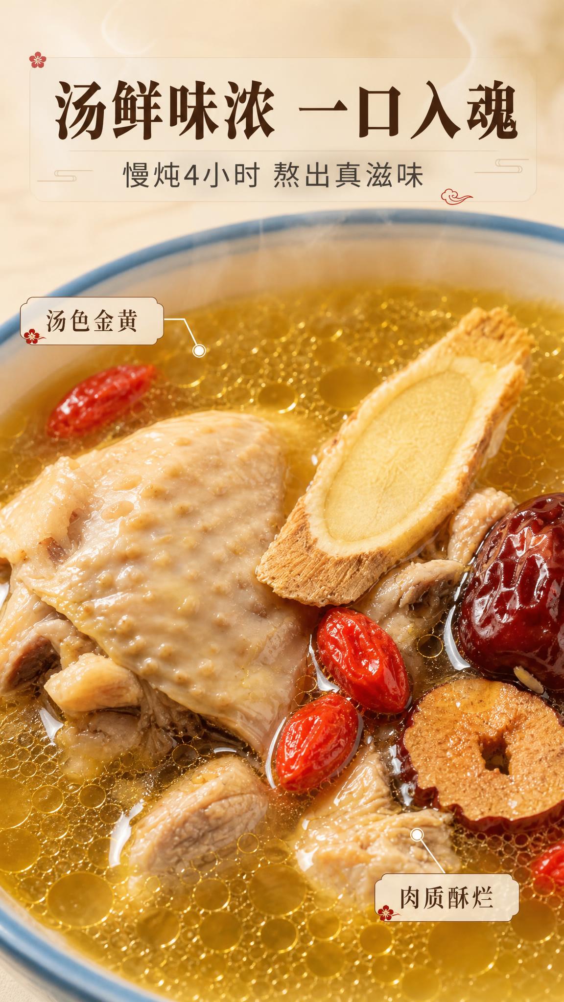 [商品] 使用【图1】冻干当归玉竹母鸡汤成品图；保留鸡汤的金黄… - 图片创意预览