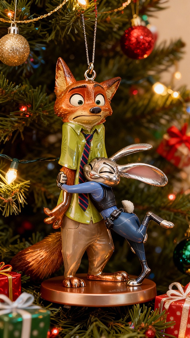 把人物做成一个手办挂件，并挂在圣诞树上，还原动作姿势，可以加上底座