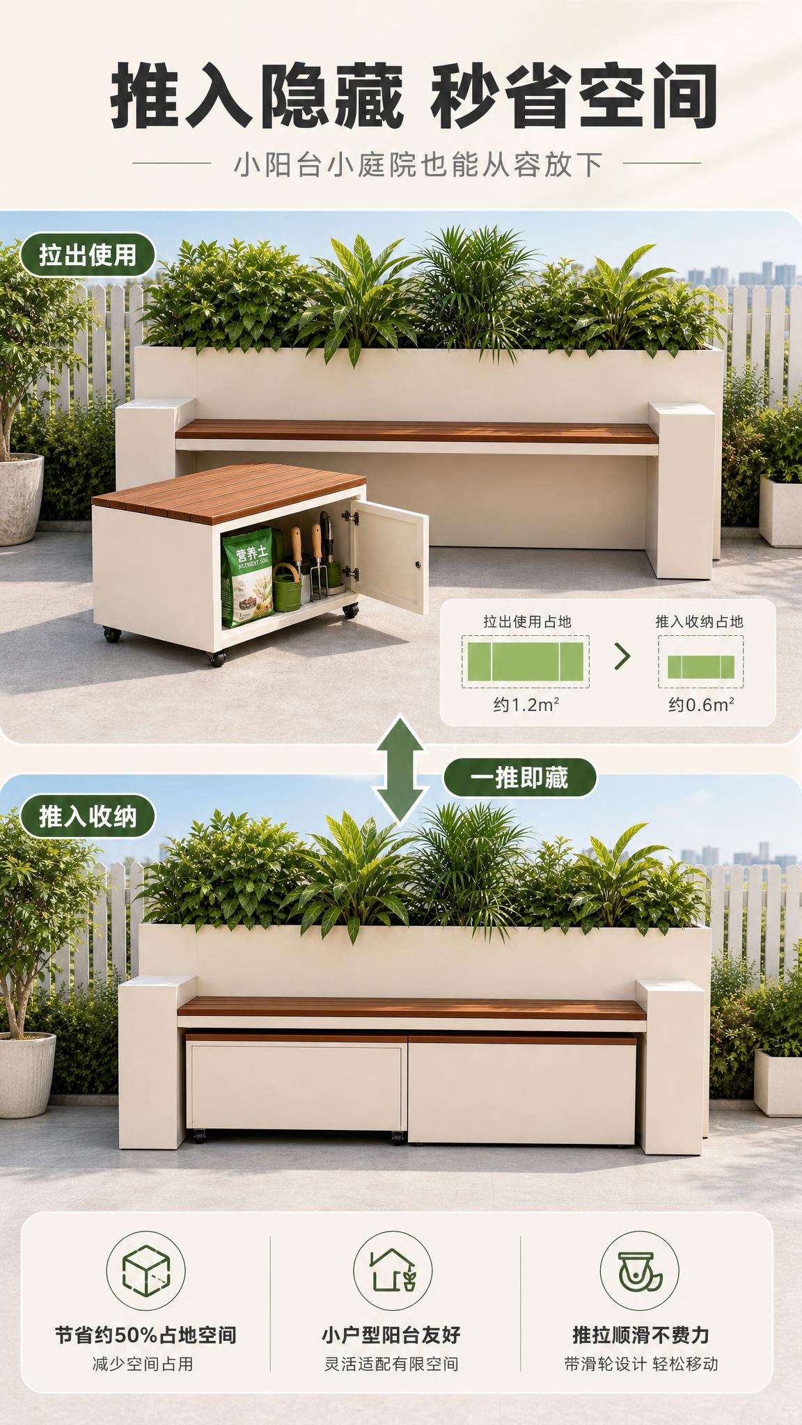 [商品] 使用【图1】户外多功能花箱储物坐凳组合；展示储物坐凳… - 图片创意预览
