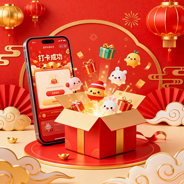新的一年参加点评活动可以抽奖小礼物 每次上次打个卡 抽取小礼物带回家