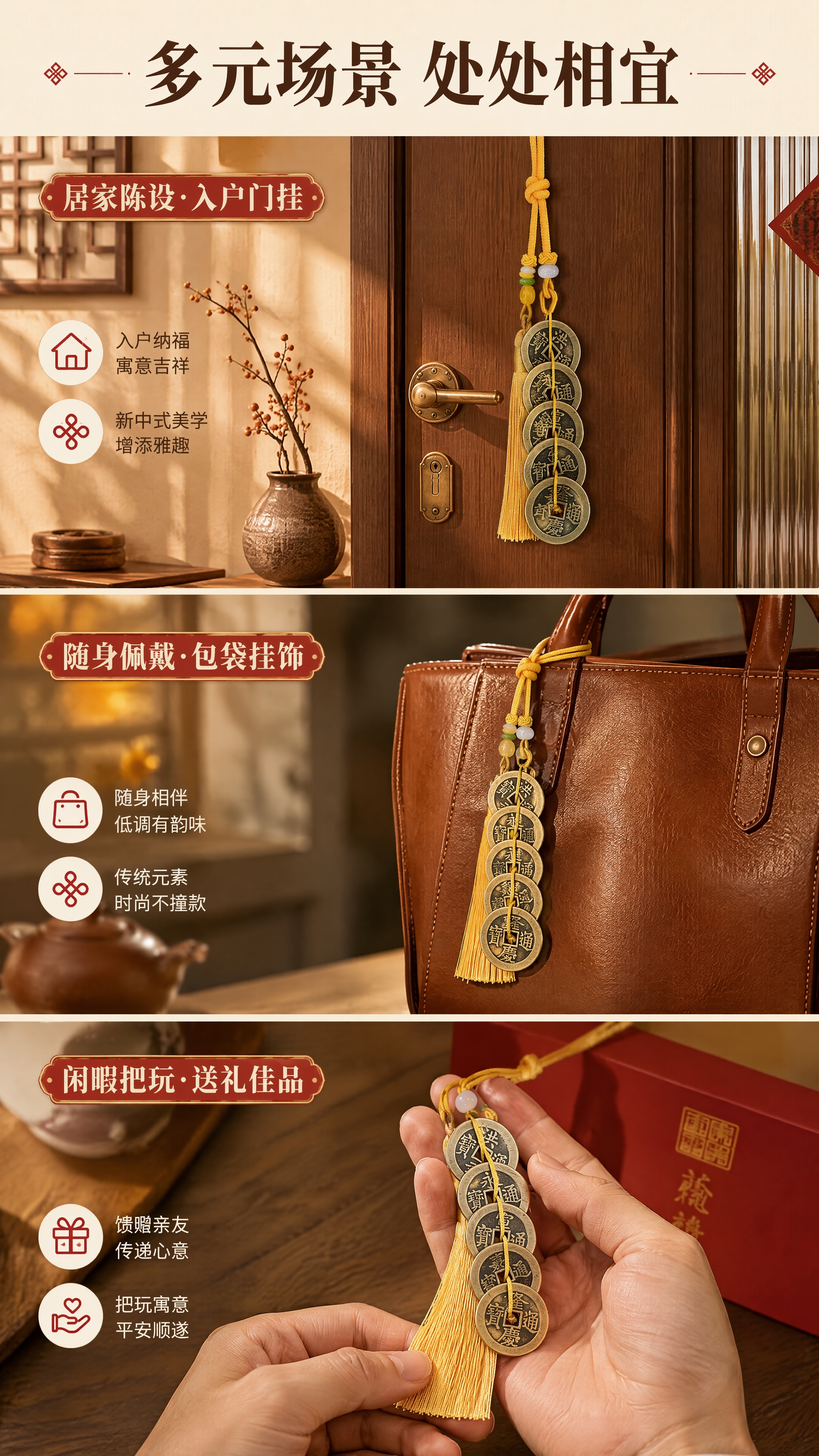 [商品] 使用【图1】明代年号复刻黄铜钱币挂饰；保留钱币、绳结… - 图片创意预览