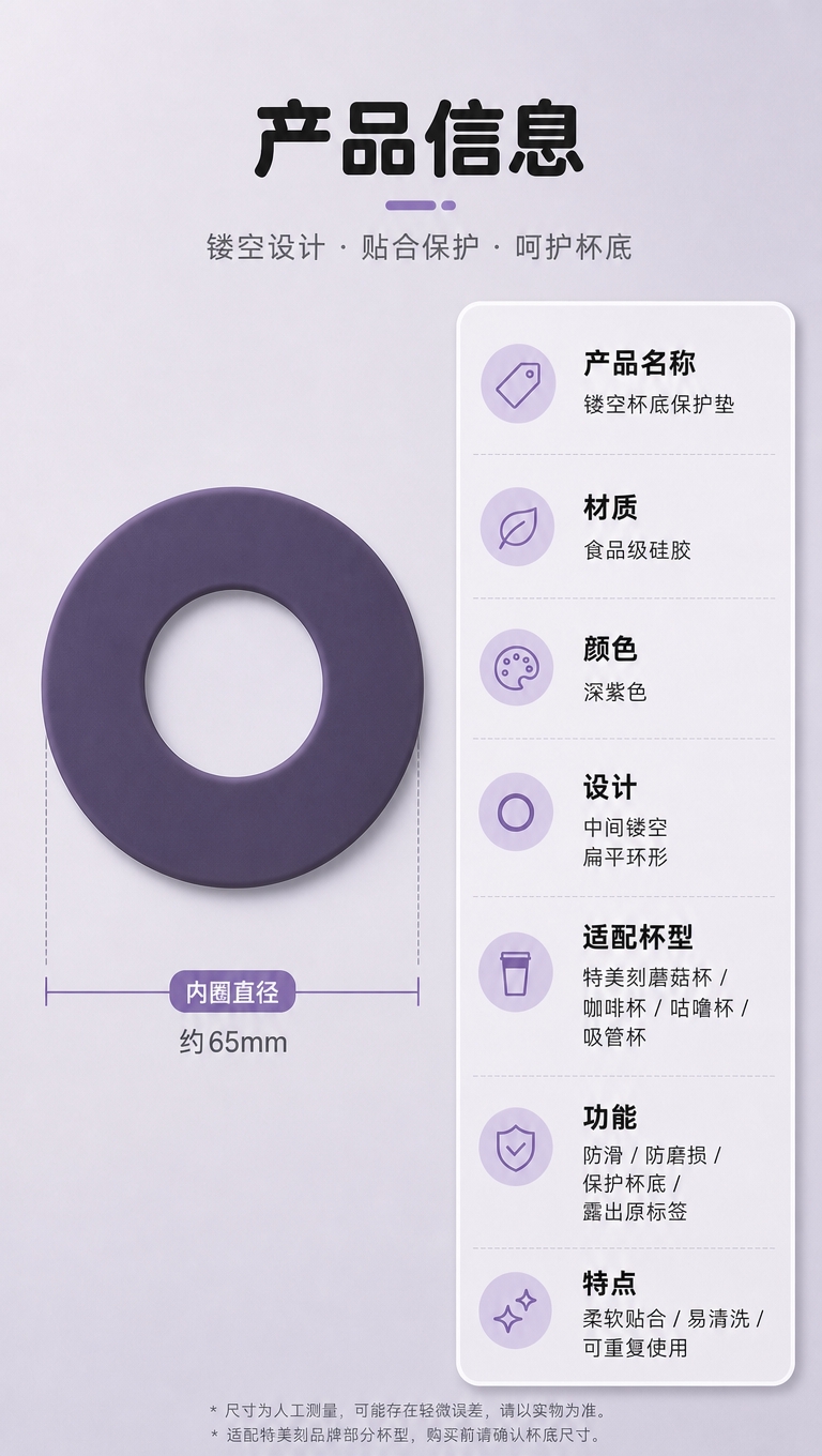 [商品] 使用【图1】扁平环形硅胶杯底保护垫；保护垫为深紫色硅… - 图片创意预览