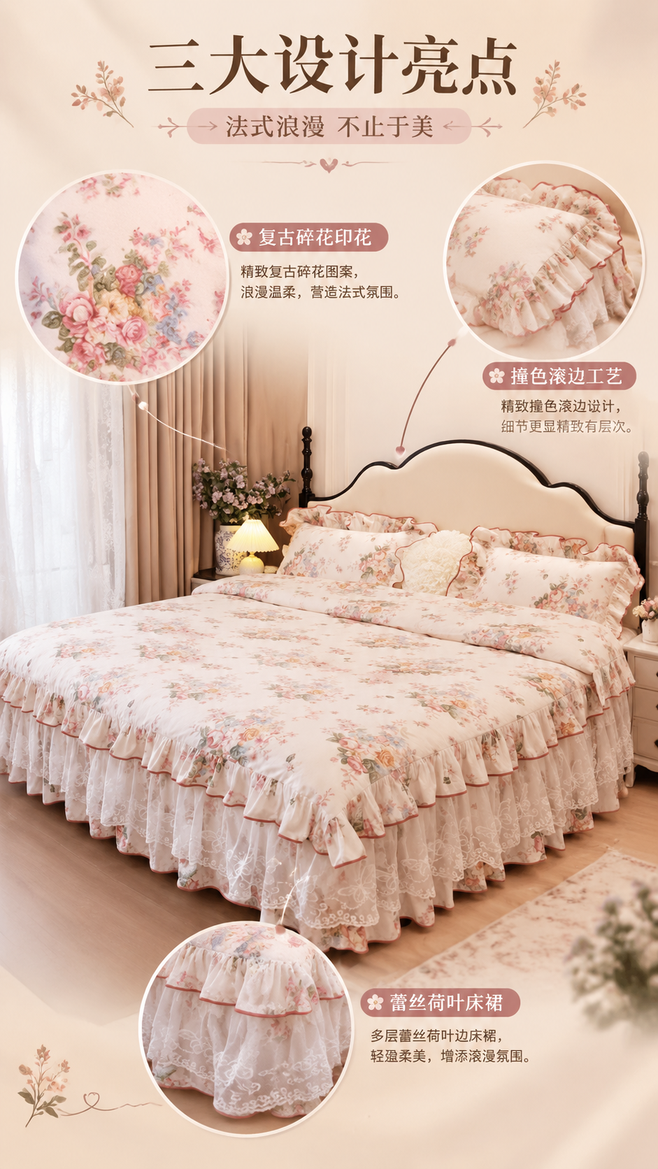 [商品] 使用【图1】法式复古碎花床裙款四件套；商品处理：保留… - 图片创意预览
