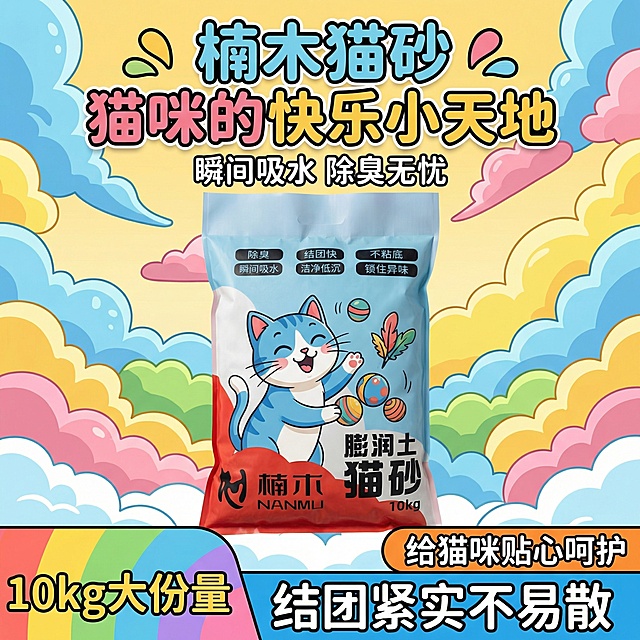 我的产品是猫砂，帮我做10张主图