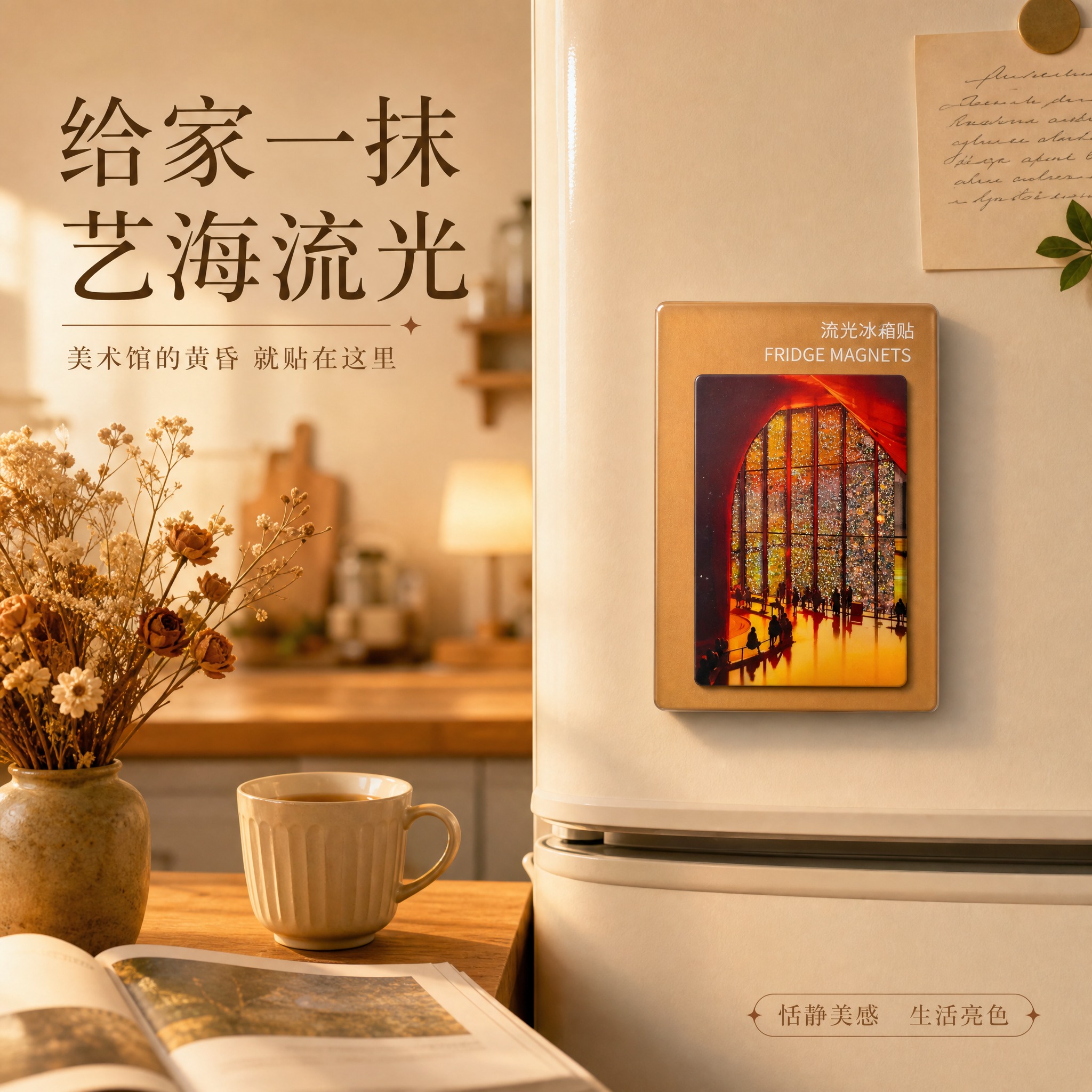 [主图-5] 家居场景种草图：艺海流光冰箱贴融入居家生活，营造… - 图片创意预览