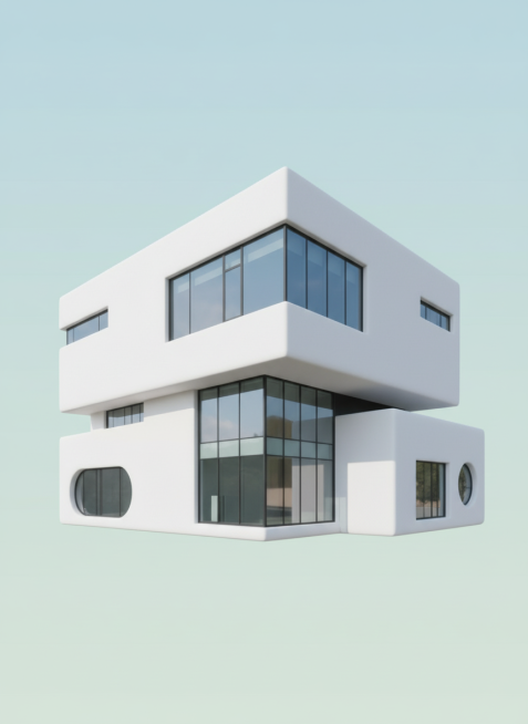 将此建筑的照片转换为圆形、可爱的等距3D卡通风格，保留建筑的突出特征，纯色背景。预览效果