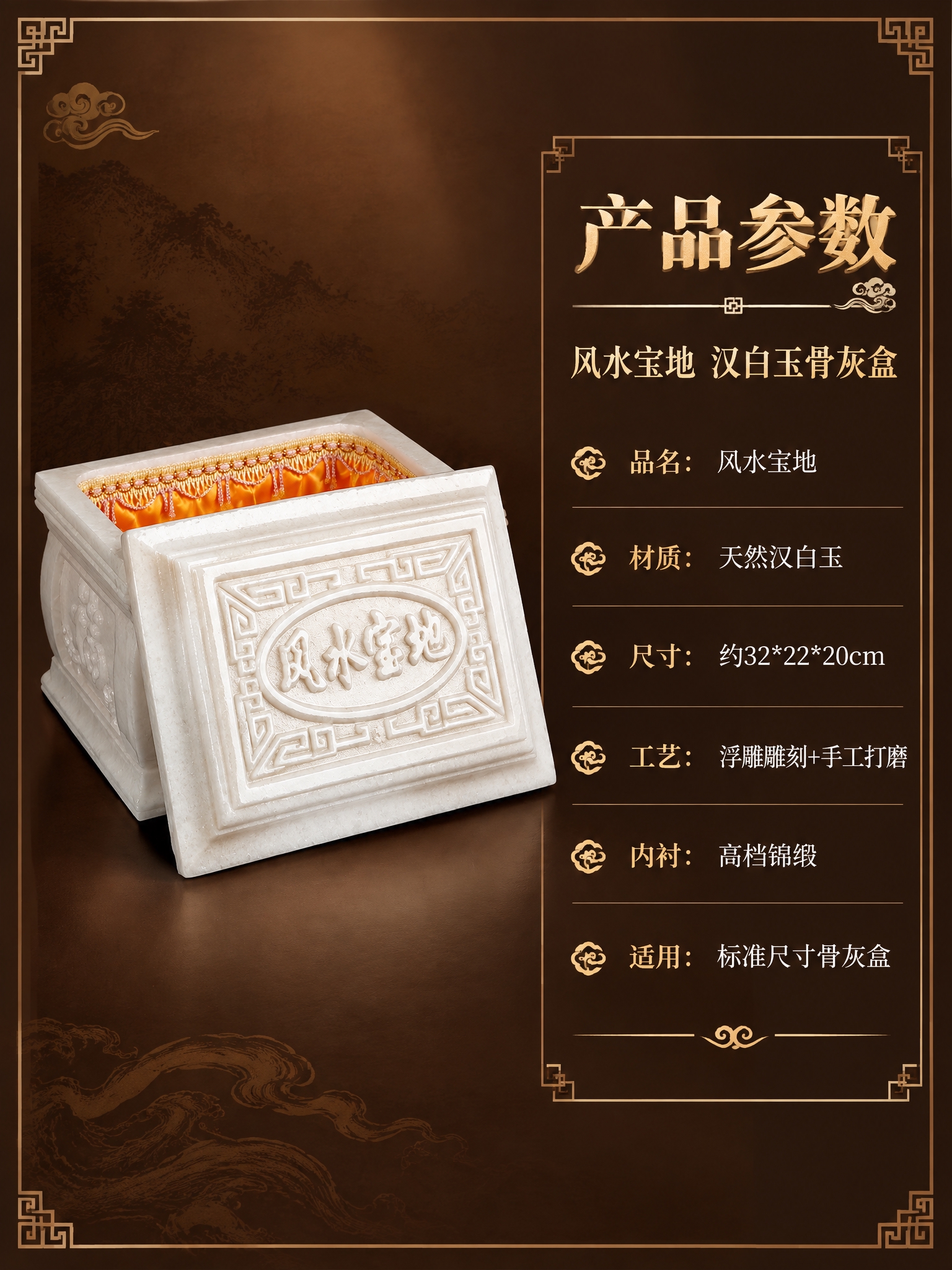 [商品] 使用【图3】风水宝地汉白玉骨灰盒开盖顶面图；保留整体… - 图片创意预览