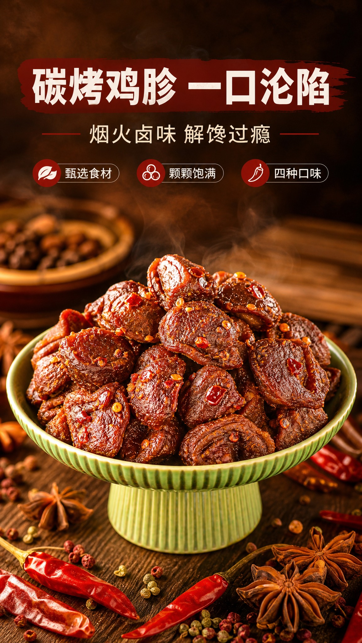 [商品] 使用【图1】碳烤鸡胗（香辣/麻辣款）；保留鸡胗深红褐… - 图片创意预览