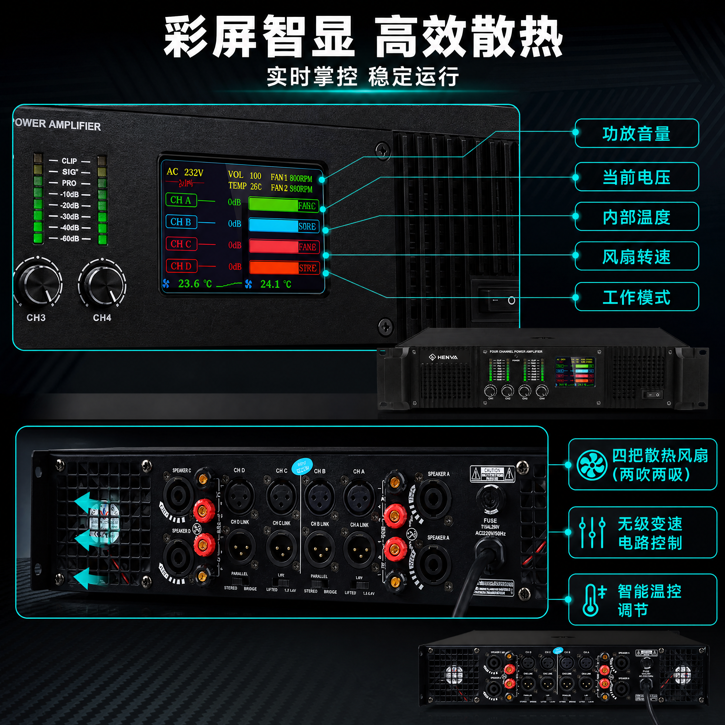 [商品] 使用【图1】HENVA 4通道数字功放HA-DJ44… - 图片创意预览