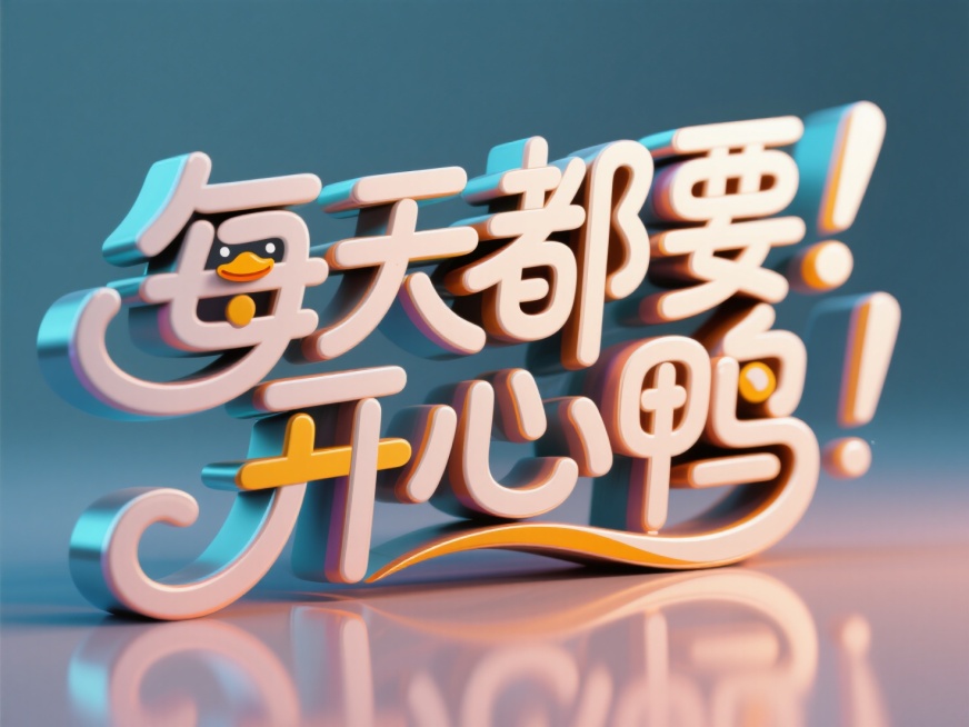 创意字体设计Logo，线条流畅且富有艺术感，中文“每天都要开心鸭”，将字体进行抽象变形，创造出独特的节奏和动感，给人以强烈的视觉冲击。高级感预览效果