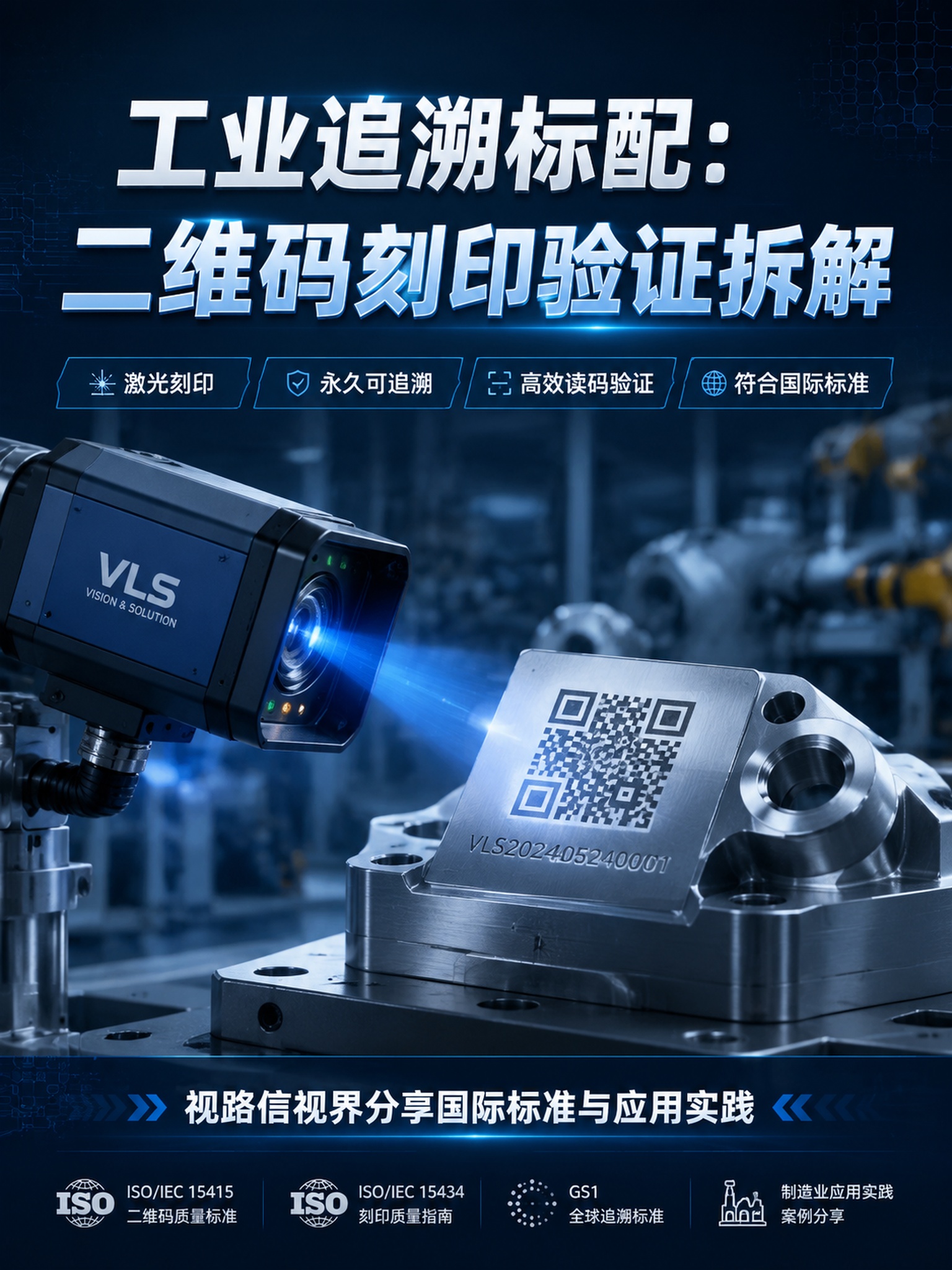 公众号首图，工业科技风格，主题是制造业激光打标二维码刻印验证，… - 图片创意预览