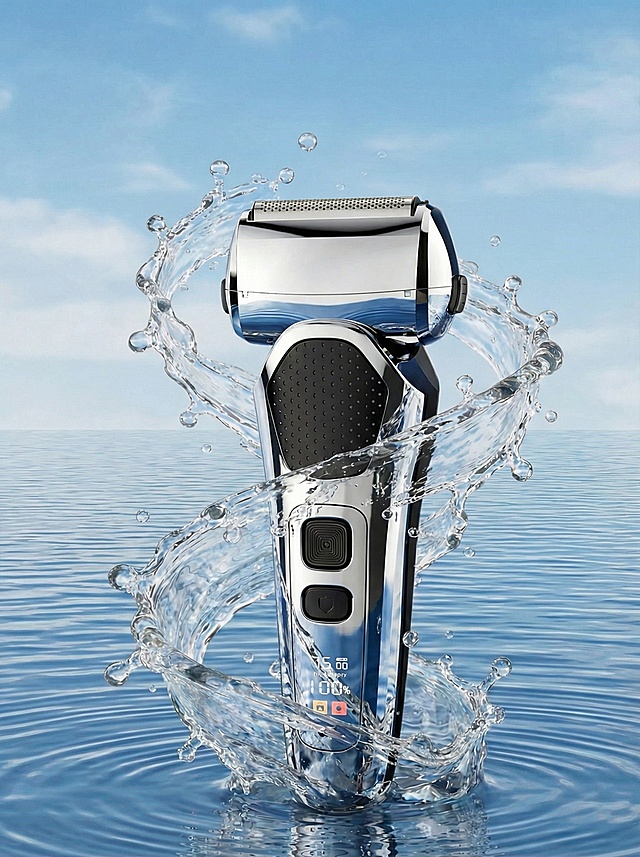 增强剃须刀的金属质感，提升金属表面的光泽度与反光细节