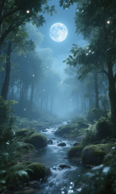 分析参考图，生成50张圆月的壁纸背景图。注意：每一张都是单独完整的图片，不要多张图拼接；每一张图中只能有一个月亮，不能有多个月亮同时存在。预览效果