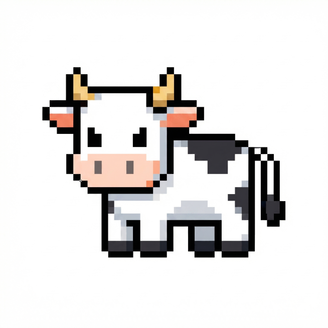 基于已有像素小牛，生成.ico格式的32x32像素网站图标，保留像素小牛的可爱简约造型，符合标准ico图标格式预览效果