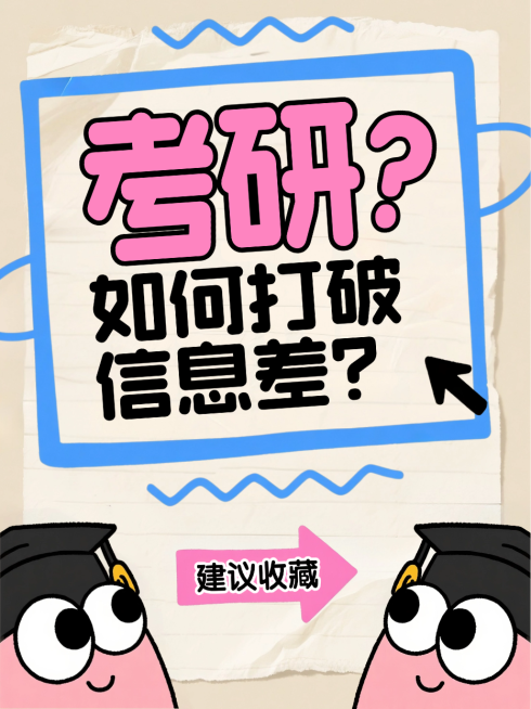 粉黄色卡通插画考研秘籍信息差指南攻略小红书封面预览效果