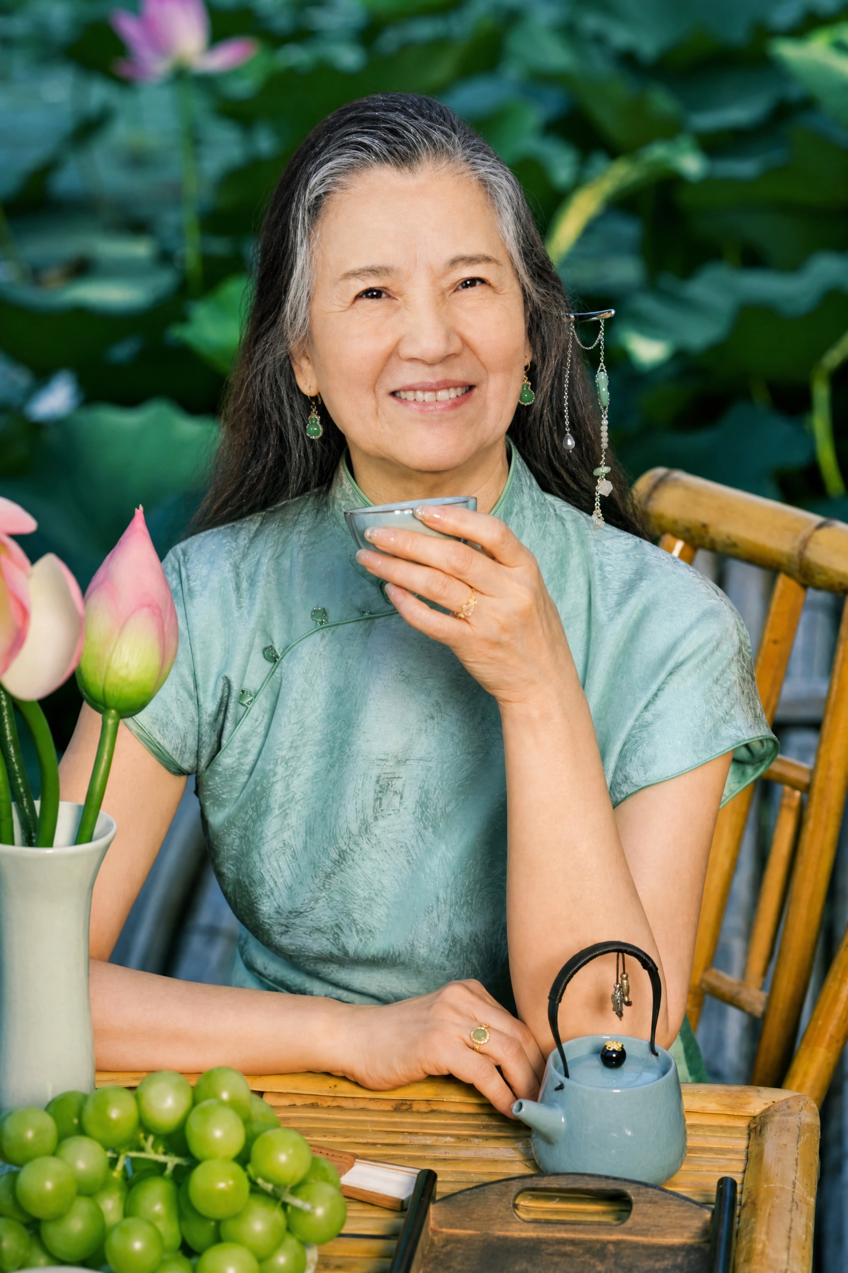 将第一张图中的老年女性人脸精准替换到第二张图人物的脸上，人脸与… - 图片创意预览