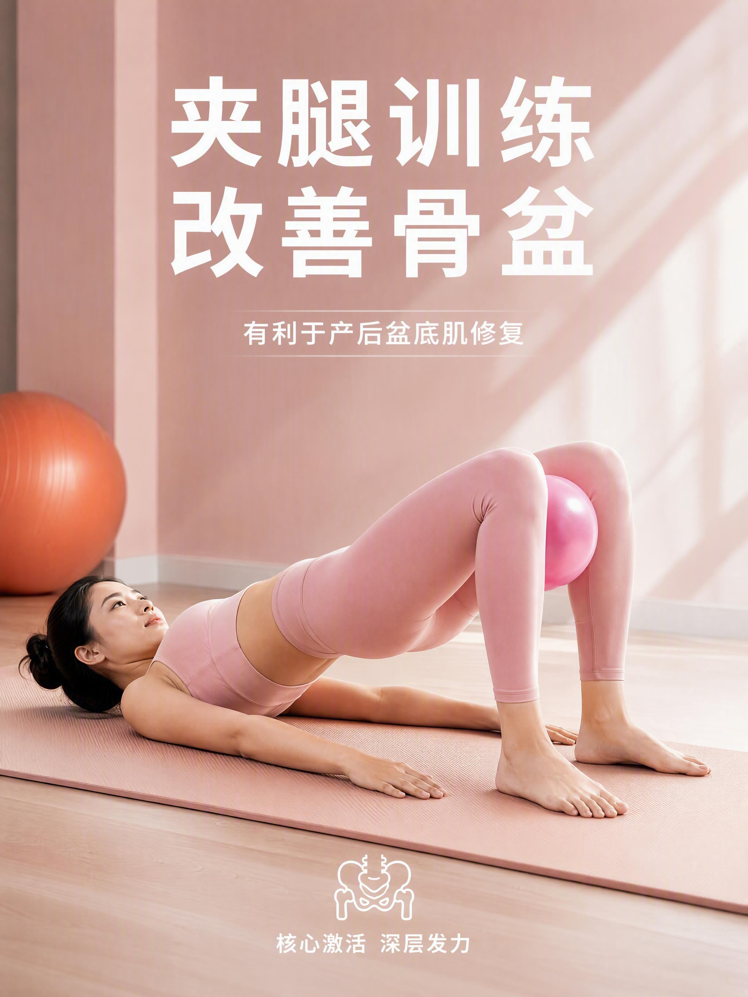 [第3张] 功能演示页 - 夹腿训练改善骨盆。本张使用【图1】… - 图片创意预览