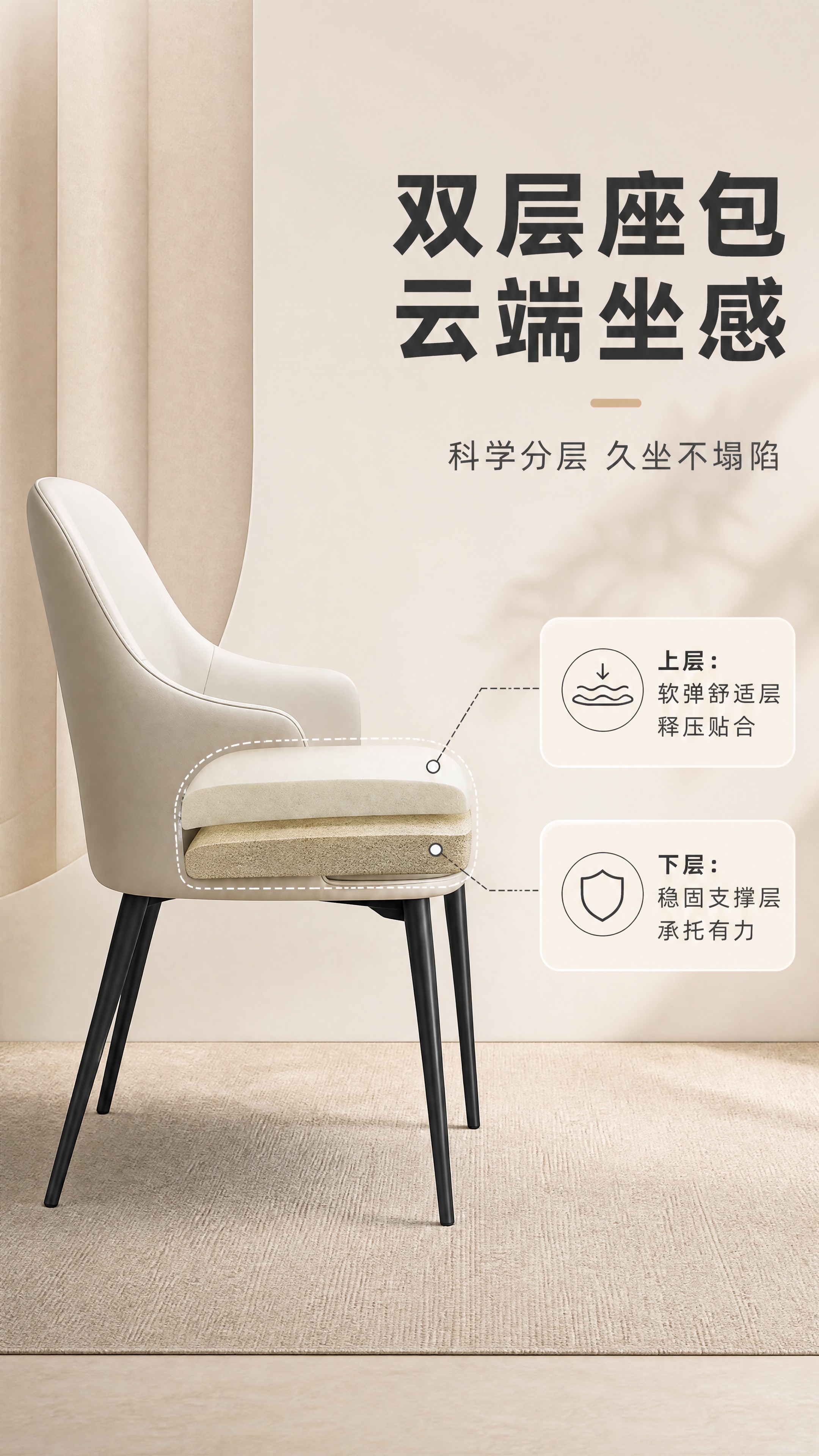 [商品] 使用【图1】DY-8827B米色餐椅；保留整体外观、… - 图片创意预览